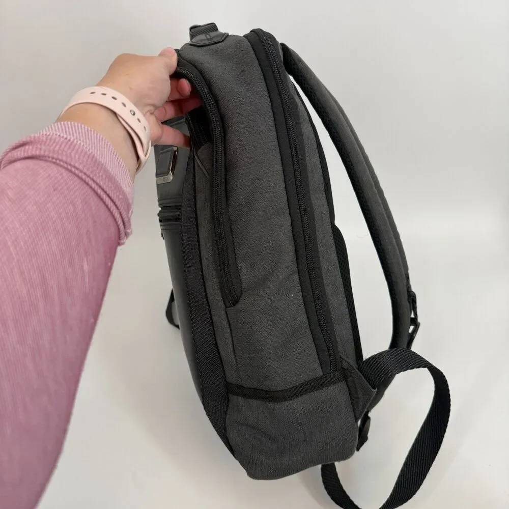 Tumi Alpha Bravo Davis Black Backpack Laptop Carry Bag Nylon Leather Travel